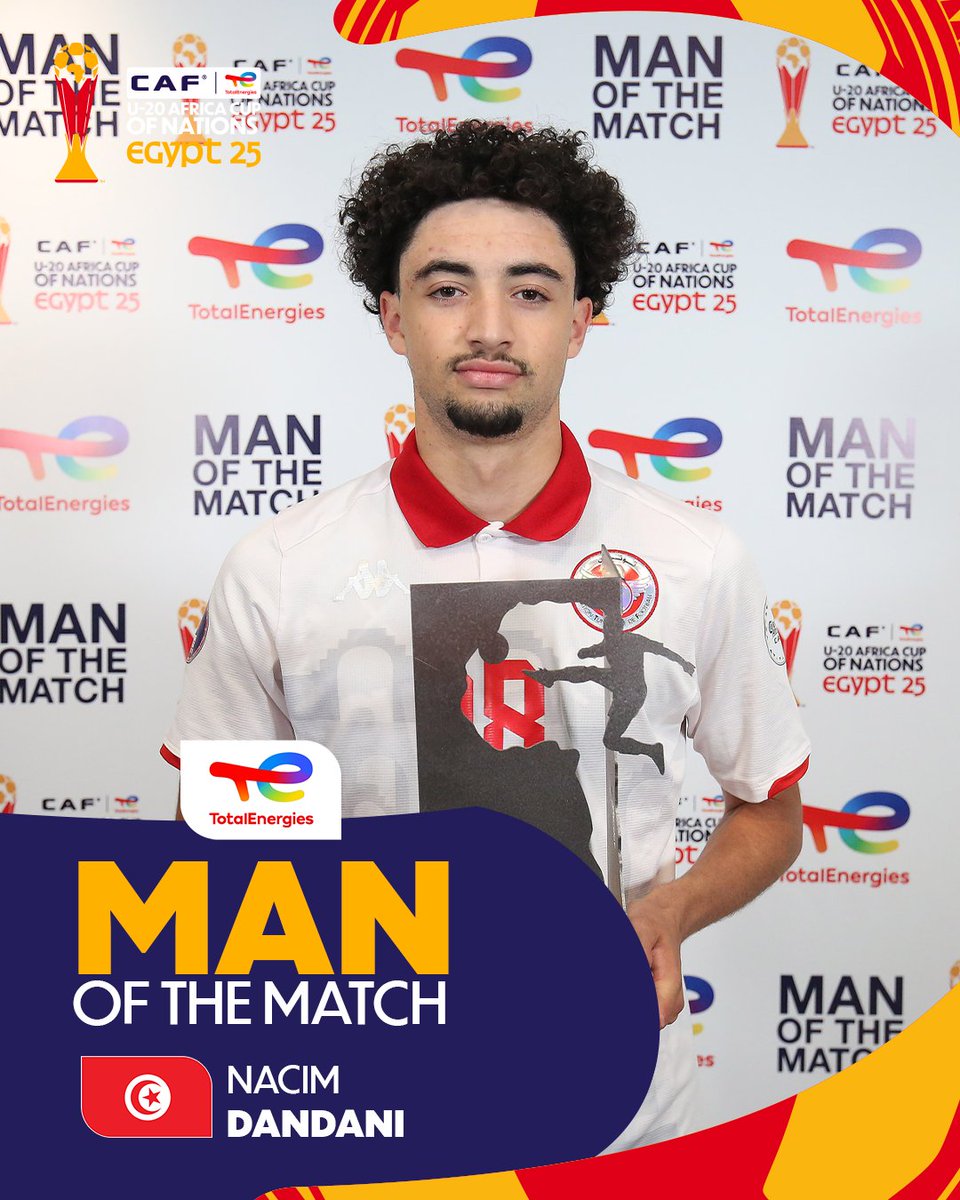 Nacim Dandani put on quite a show and took the Man of the Match award home! 🌟🇹🇳

@Football2gether | #TotalEnergiesAFCONU20 | #TUNKEN