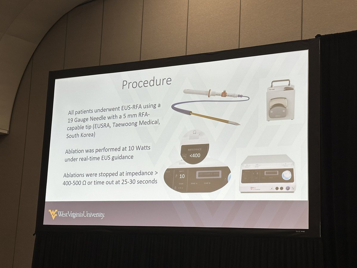 VibhuC_MD's tweet image. Continued innovation @WVU_GI thanks to the strong work of @shailsingh for spearheading an alternative non-opioid pain 💊 mgmt option for pancreatic cancer with EUS-guided RFA ⚡️celiac plexus neurolysis with promising efficacy and safety profile. @ShyamTMD @SkipKrafftMD #DDW2025