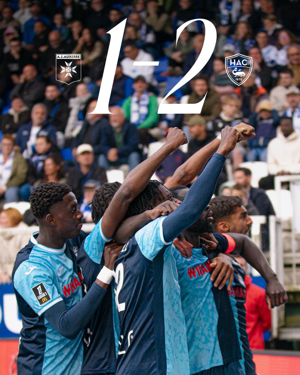 𝗟𝗲 𝗛𝗔𝗖 𝘀'𝗶𝗺𝗽𝗼𝘀𝗲 𝗮̀ 𝗔𝘂𝘅𝗲𝗿𝗿𝗲 !!!!! 👊

L'AJA avait ouvert la marque par Sinayoko (63e), égalisation havraise par un csc de Jubal (79e), puis le capi, Arouna Sangante, a inscrit le but vainqueur à la 93e !

Rendez-vous samedi au Stade Océane pour poursuivre la
