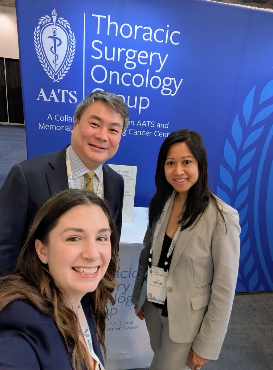 TSOG_ClinTrials's tweet image. Look who stopped by! TSOG 102 PI Dr. James Huang from @MSK_Thoracic. His GGO registry trial reached accrual in 2023 and is now following patients to see if a more conservative approach of active surveillance may be reasonable and safe for managing these patients. #AATS2025