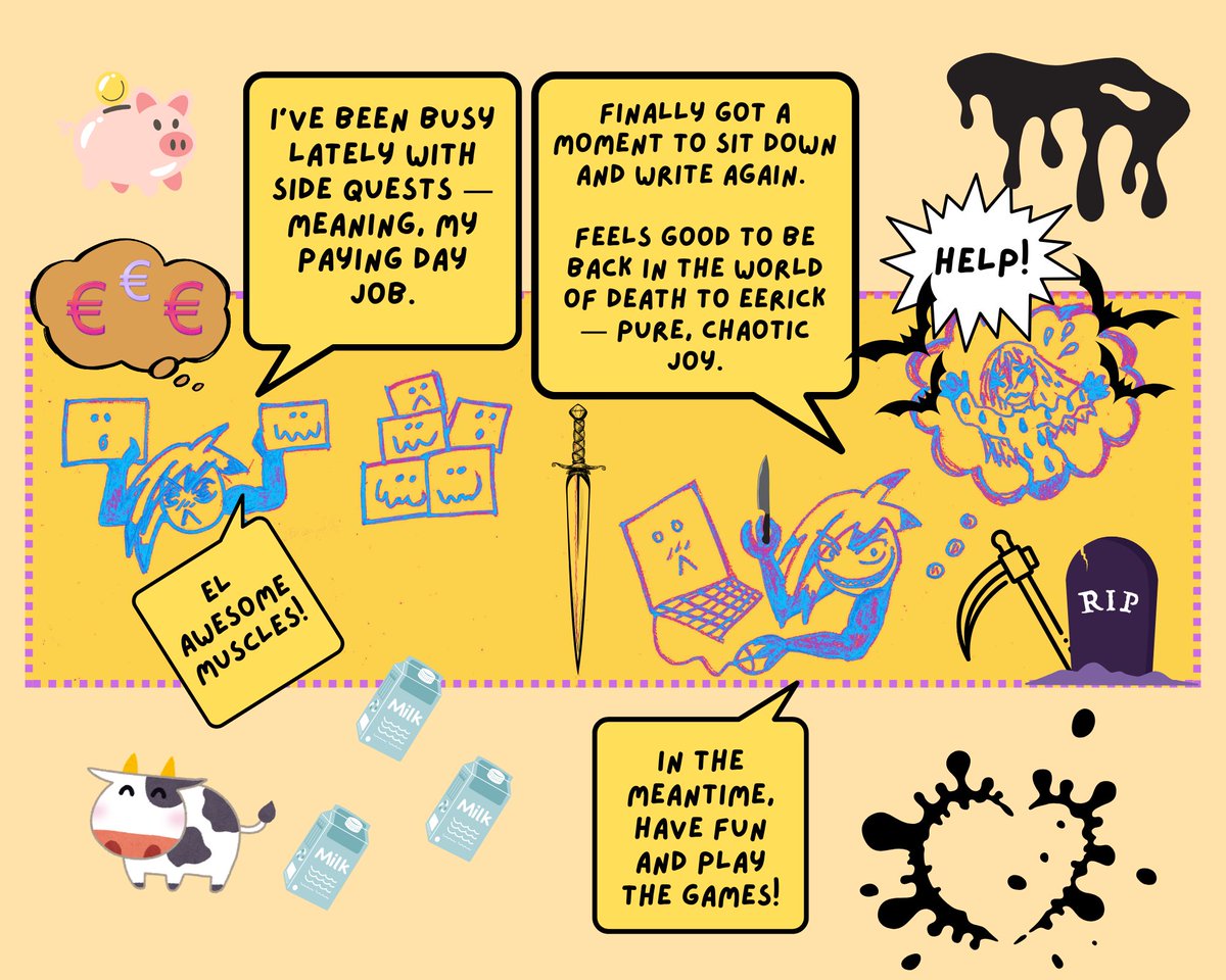 pahisananas's tweet image. I've been busy lately. 

#comic #busy  #writingstory #gamedesign #deathtoeerick