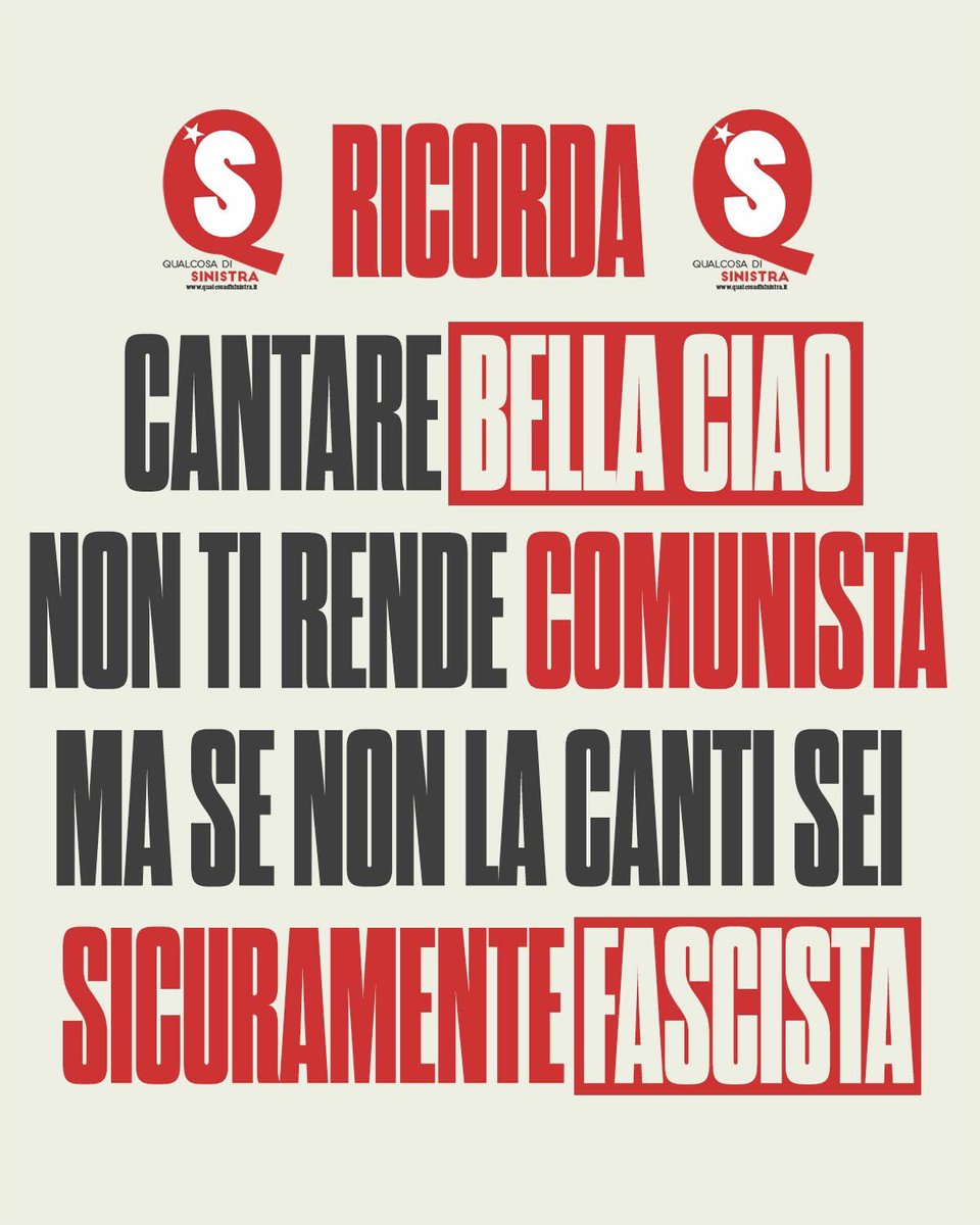 Un piccolo promemoria per quel cantante che poteva continuare a farsi gli espressi macchiati senza trapanarci le orecchie coi suoi stereotipi palesemente razzisti sull'Italia, ma che invece ci tiene a farci sapere che lui, #BellaCiao, non la canta.

#QualcosaDiSinistra #TommyCash