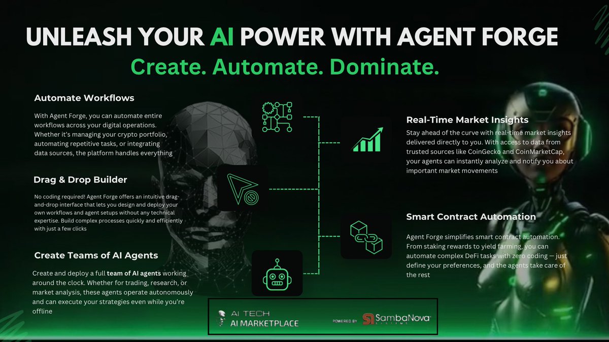 Want to save hours of work with zero coding?

<a href="/agentforgeinc/">Agent Forge</a> is changing the game with #AI agents &amp; an intuitive Flow Sequencer to automate your content,tasks,and workflows

Check out this threads for more info:
🔗x.com/soliphilic/sta…

Follow them and build smarter <a href="/AITECHio/">AITECH</a>