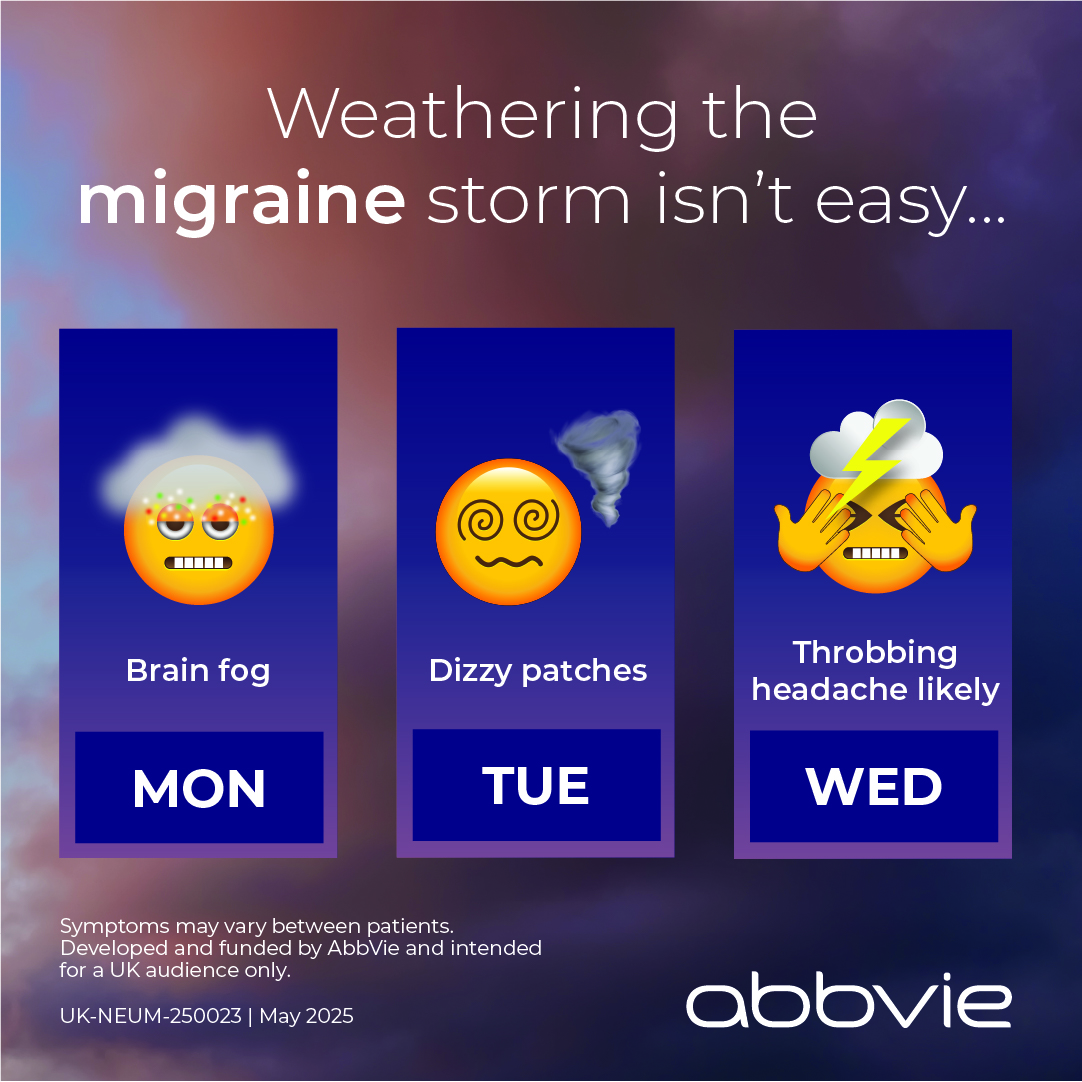 Weathering the migraine storm isn’t easy. AbbVie is committed to supporting better communication between people with migraine and their doctor. See our latest campaign to promote MyMAP, our shared decision-making resource, on the London Underground from 5 - 18 May.