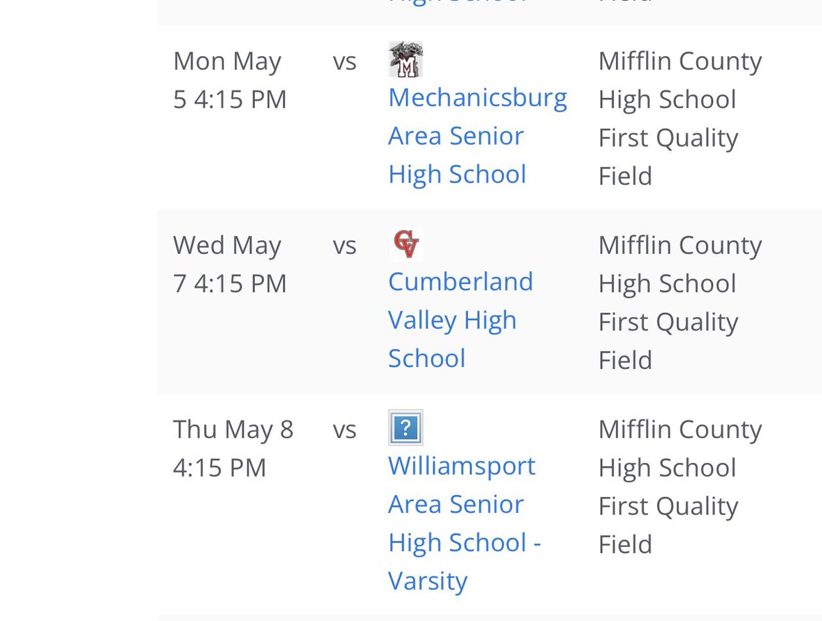 Varsity schedule for this week. 3 more home games! 🐾 💜🥎