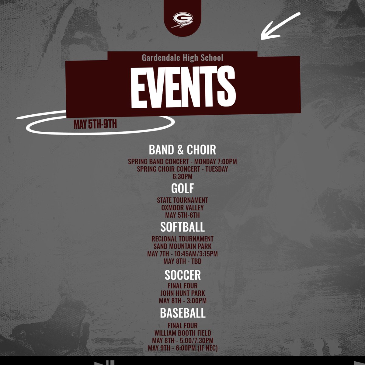Gardendale HS Athletics (@gdaleathletics) on Twitter photo Another busy week for the Rockets...and we LOVE IT!
Go Rockets! #HailtheDale π
<a href="/ghsrockets/">Gardendale High</a> <a href="/Gardendale_AL/">CityofGardendale</a> <a href="/JEFCOED/">Jefferson County Schools</a> <a href="/AHSAAUpdates/">AHSAA</a> Another busy week for the Rockets...and we LOVE IT!
Go Rockets! #HailtheDale π
<a href="/ghsrockets/">Gardendale High</a> <a href="/Gardendale_AL/">CityofGardendale</a> <a href="/JEFCOED/">Jefferson County Schools</a> <a href="/AHSAAUpdates/">AHSAA</a>
