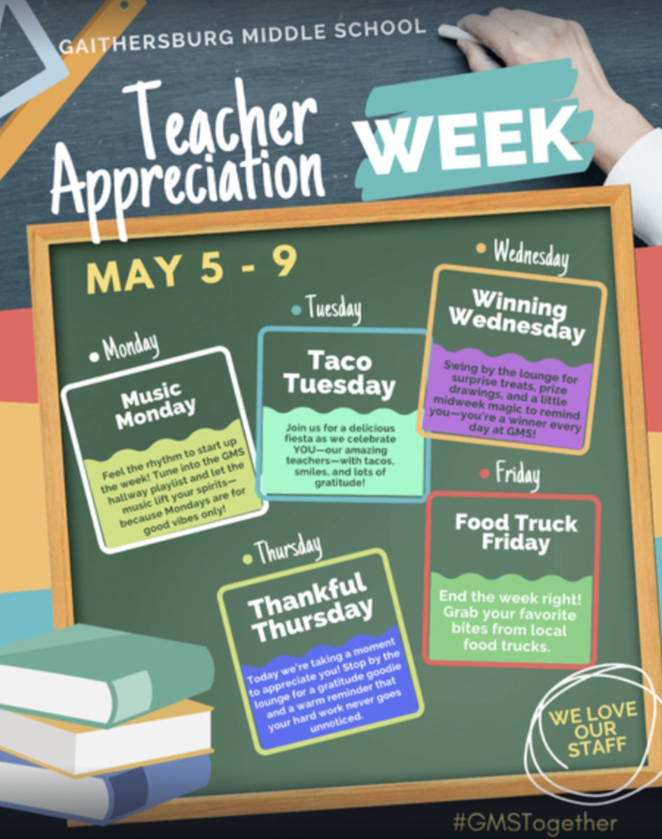 CBoston-Mayo (@mcpseducator) on Twitter photo 🍎!!Happy Teacher Appreciation Week!!🍎 Thank you, <a href="/GMSVikings/">Dr. Sofía Grant-Dewitt</a> & <a href="/GMSVikingsPTA/">GMSVikingsPTA</a> for all of the amazing activities you have planned all week for our staff! <a href="/Thomas4Leaders/">Beth Thomas</a> and the GMS Admin team are so grateful for all of your support. We're excited! Let the festivities begin!🌟 🍎!!Happy Teacher Appreciation Week!!🍎 Thank you, <a href="/GMSVikings/">Dr. Sofía Grant-Dewitt</a> & <a href="/GMSVikingsPTA/">GMSVikingsPTA</a> for all of the amazing activities you have planned all week for our staff! <a href="/Thomas4Leaders/">Beth Thomas</a> and the GMS Admin team are so grateful for all of your support. We're excited! Let the festivities begin!🌟