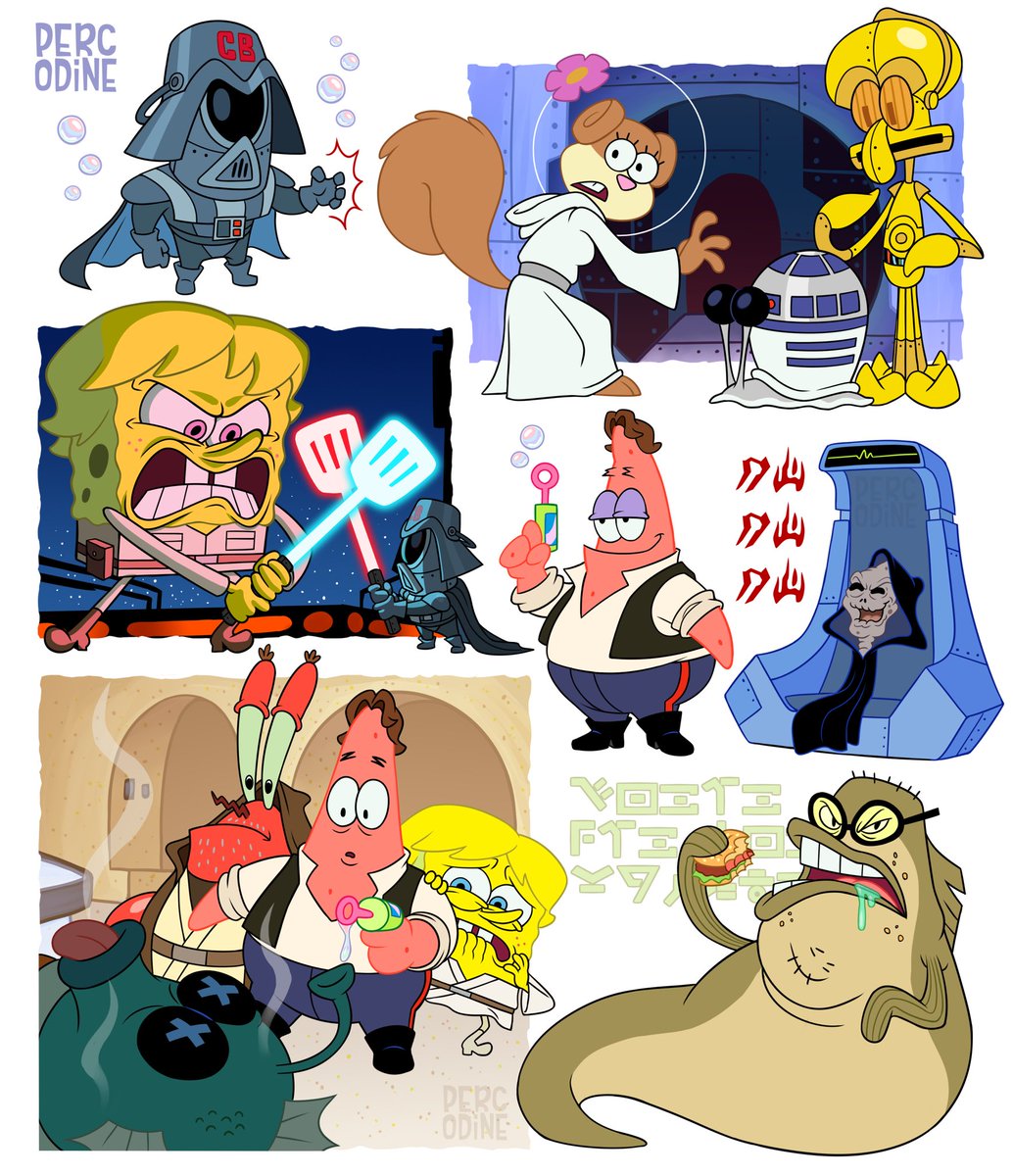 percodine's tweet image. A long time ago in an ocean far, far away....
SpongeBob x Star Wars
