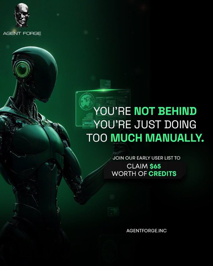 Ready to supercharge your productivity?

I just followed <a href="/agentforgeinc/">Agent Forge</a> by <a href="/AITECHio/">AITECH</a> — the game-changing platform that helps creators &amp; businesses automate tasks, content, and workflows without code!

Join me &amp; let’s build a smarter future together!  #AITECH #AI