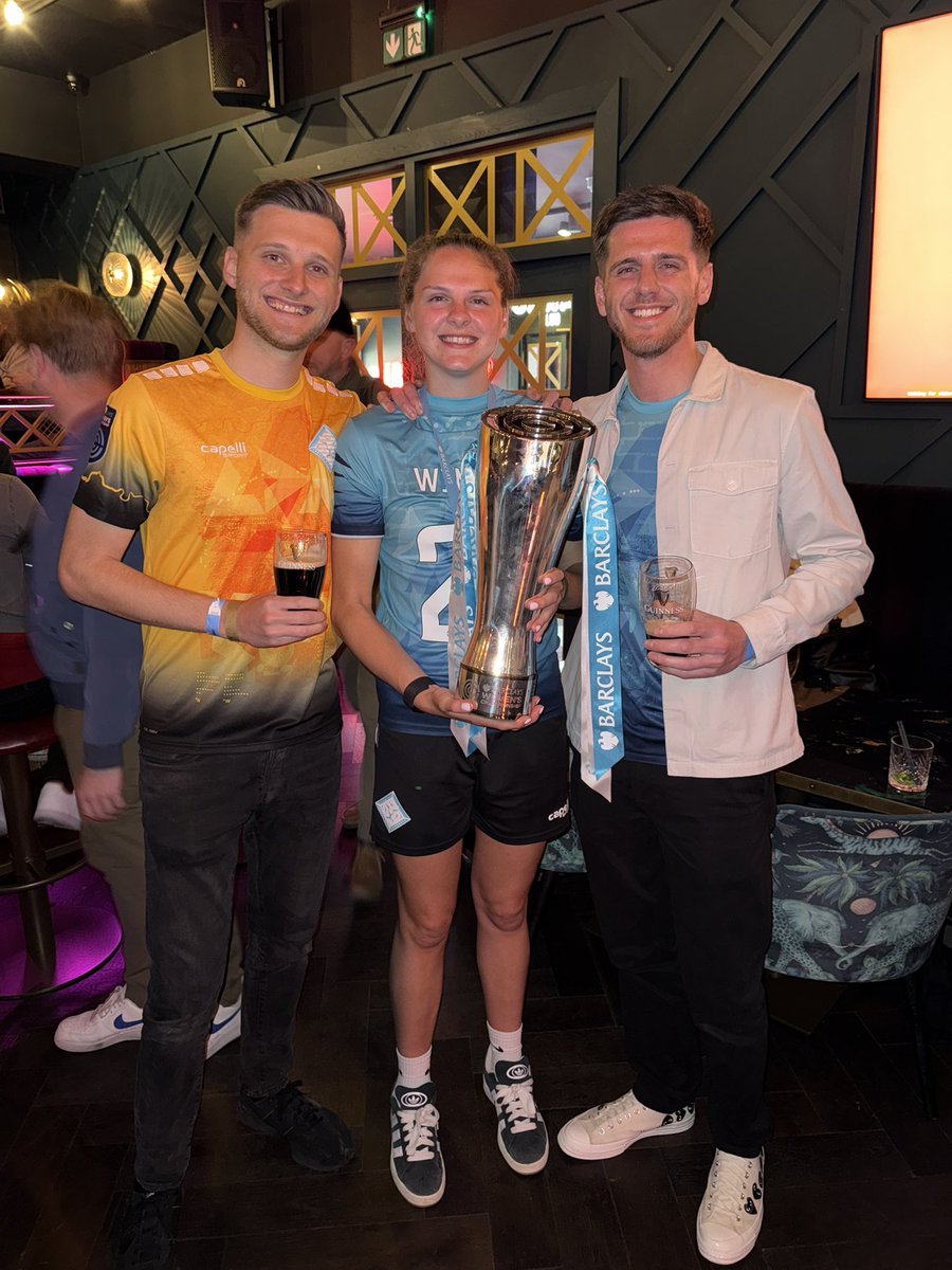 harry_goodwin02's tweet photo. The most perfect weekend🐏🩵 Derby survival yesterday, league winners for Lionesses today🏆. 
Title and promotion decider at Birmingham Away, it doesn’t get much bigger than that😍
Nothing better than travelling the country following this one…
One proud twin brother, my absolute hero❤️
Let the celebrations begin🍻@isobel_g08