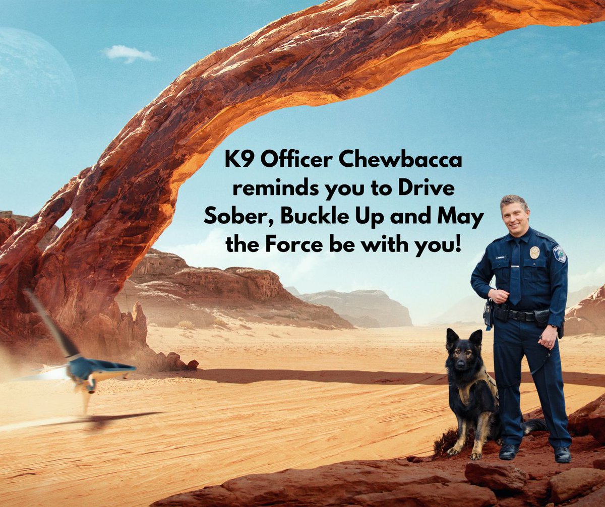 RedmondWaPD's tweet photo. This #StarWarsDay, remember: driving the speed limit, buckling up, and driving sober will help keep yourself and others safe. May the Fourth be with you! #maythe4thbewithyou #TargetZero #ItsInOurHands https://t.co/9sSiDYQit8