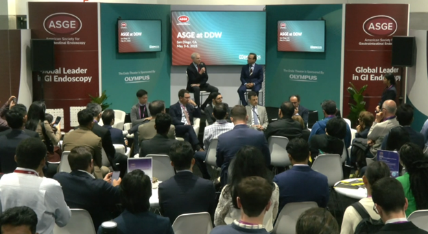 Packed house for AI in Medicine discussion with Eric Horvitz, Chief Scientific Officer of Microsoft and ASGE President, Prateek Sharma at the ASGE Learning Center. Going on now!  #DDW2025 #GITwitter