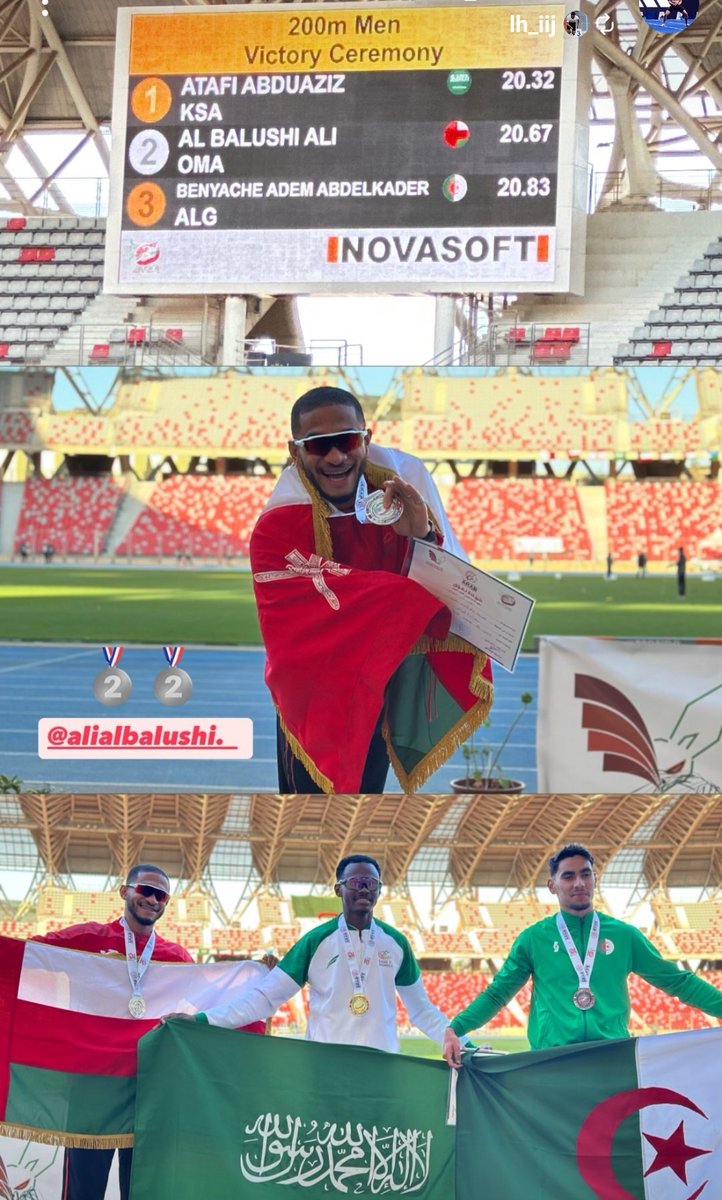 Saada Al Ismaili | سـعادة الإسماعيـلية (@saada14_02) on Twitter photo ابارك للاعب علي البلوشي فوزه اليوم في سباق 200م وحصوله على المركز الثاني🥉
وتحطيمه لرقمه الشخصي 20.67 #البطولة_العربية_لالعاب_القوى_وهران
الإصرار يصنع الأبطال. قلتها وسأظل أرددها: بإذن الله علي بطل أولمبي قادم بقيادة مدربه <a href="/fahadalmashaik1/">fahad almashaikhi</a>
<a href="/athletic_om/">الاتحاد العماني لألعاب القوى</a>
#طريق_الأولمبياد ابارك للاعب علي البلوشي فوزه اليوم في سباق 200م وحصوله على المركز الثاني🥉
وتحطيمه لرقمه الشخصي 20.67 #البطولة_العربية_لالعاب_القوى_وهران
الإصرار يصنع الأبطال. قلتها وسأظل أرددها: بإذن الله علي بطل أولمبي قادم بقيادة مدربه <a href="/fahadalmashaik1/">fahad almashaikhi</a>
<a href="/athletic_om/">الاتحاد العماني لألعاب القوى</a>
#طريق_الأولمبياد