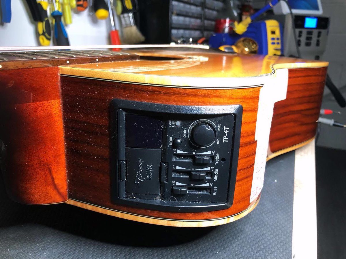 RumbleRepairs's tweet photo. Takamine Preamp wrecked by a battery acid leak. The springs were totally destroyed. The unit has been cleaned out thoroughly and all damage repaired. I’ve also created a new set of battery springs and soldered them in. Ready to go home 🏡 https://t.co/KzrHpimDQi