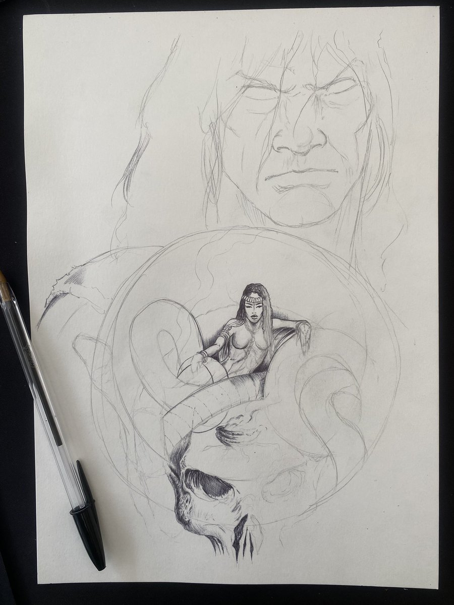Sketch &amp; hibrid pen. New page CIMMERIAN SWORD. #conan #conanthebarbarian #titancomics #illustration #marvel #dccomics #painting #comics #cimmeriansword #pencilsketches #bolpen #bic