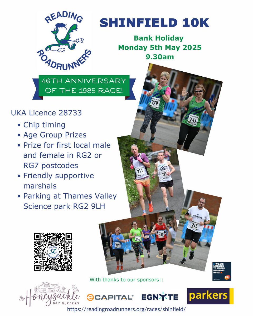 We are excited to see you tommrrow for the 40th anniversary of the 1985 Shinfield 10k &amp; Junior Cross Country Races !

All of the details you will need are on our website: readingroadrunners.org/races/shinfiel…

Have a good sleep and see you in the morning :)

#shinfield #10k #readingroadrunners