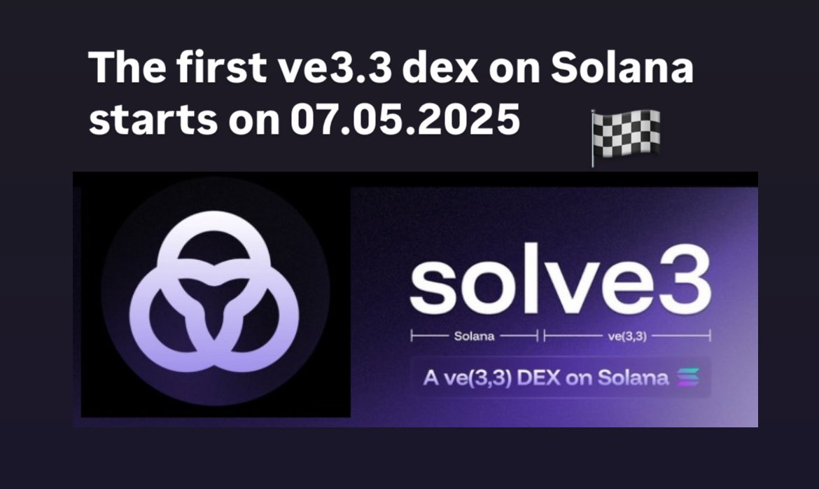 KryptoFL (π,ποΈ) (@sion_forever82) on Twitter photo Solve3 launches on May 7 βΌοΈ
I've been waiting for a ve3.3 on Solana for a long time. Now <a href="/solve3fi/">solve3 ( The first ve(3,3) on Solana)</a> will soon be ready. I am very excited about this dex.
As a reminder:
The top lockers from <a href="/ThenaFi_/">THENA</a> , <a href="/RamsesExchange/">RAMSES</a> , <a href="/NileExchange/">NILE on LINEA</a> , Scale, <a href="/Equalizer0x/">Equalizer π₯</a> , <a href="/LynexFi/">Lynex</a> , Solve3 launches on May 7 βΌοΈ
I've been waiting for a ve3.3 on Solana for a long time. Now <a href="/solve3fi/">solve3 ( The first ve(3,3) on Solana)</a> will soon be ready. I am very excited about this dex.
As a reminder:
The top lockers from <a href="/ThenaFi_/">THENA</a> , <a href="/RamsesExchange/">RAMSES</a> , <a href="/NileExchange/">NILE on LINEA</a> , Scale, <a href="/Equalizer0x/">Equalizer π₯</a> , <a href="/LynexFi/">Lynex</a> ,