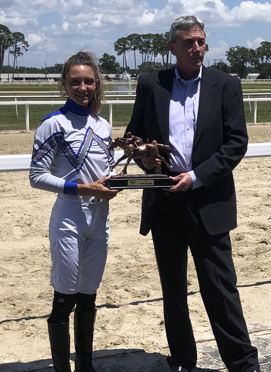 Tampa Bay Downs Official Account (@tampabaydownsfl) on Twitter photo Sara Hess accepts the Leading Apprentice Jockey trophy from track Vice President & General Manager Peter Berube. She is tied for 10th in the standings with 29 winners. Now a journeywoman, Hess rode three winners Friday for the first time in her career. Sara Hess accepts the Leading Apprentice Jockey trophy from track Vice President & General Manager Peter Berube. She is tied for 10th in the standings with 29 winners. Now a journeywoman, Hess rode three winners Friday for the first time in her career.