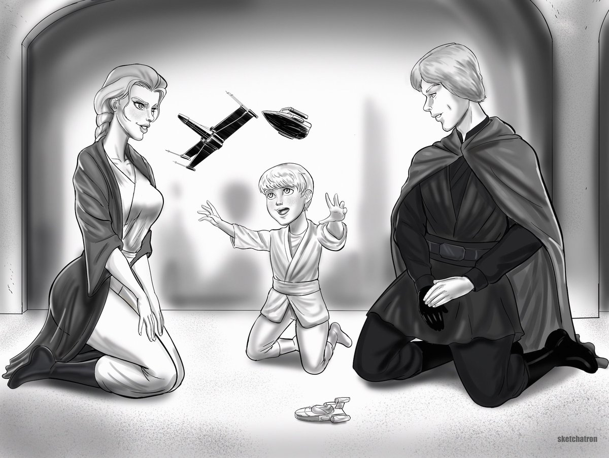 Luke Skywalker and Mara Jade playing with their son Ben
For <a href="/Randomuser9O9/">T-o-C-A</a> 
#MayThe4thBeWithYou #MayThe4th #starwars #lukeskywalker #marajade