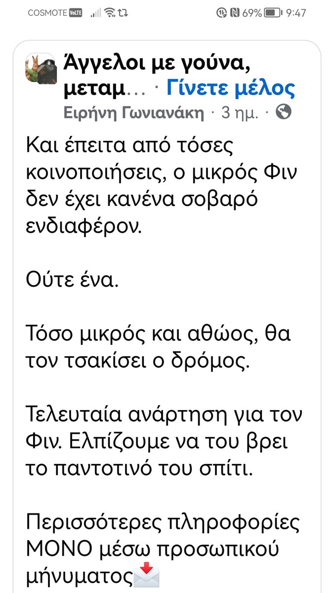 Ηράκλειο Κρήτης ‼️🆘‼️🆘‼️🆘‼️ Ας κοινοποιησουμε να βρεθεί οικογένεια για τον μικρό Φιν. Η εθελόντρια είναι απελπισμένη. Τόσες κοινοποιήσεις κ δεν έδειξαν κανένα ενδιαφέρον. Για όποιον ενδιαφέρεται να επικοινωνήσει στο fb παρακαλώ. 🏠🐕✌️