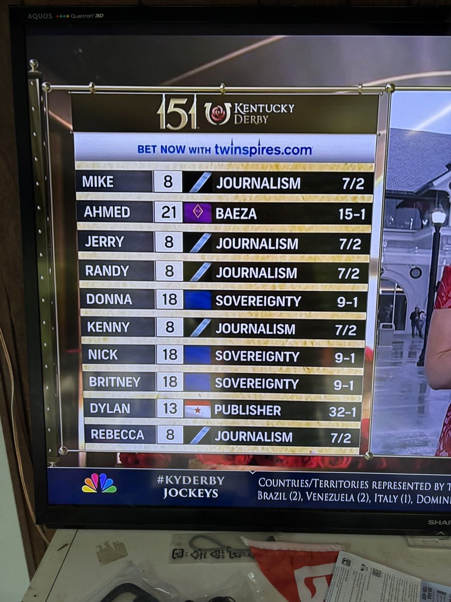 Thanks for the tip 
🐎
<a href="/DonnaBBrothers/">Donna Brothers</a> <a href="/nickluck/">Nick Luck</a> <a href="/BritneyEurton/">Britney Eurton</a> <a href="/KentuckyDerby/">Kentucky Derby</a> 
🏆