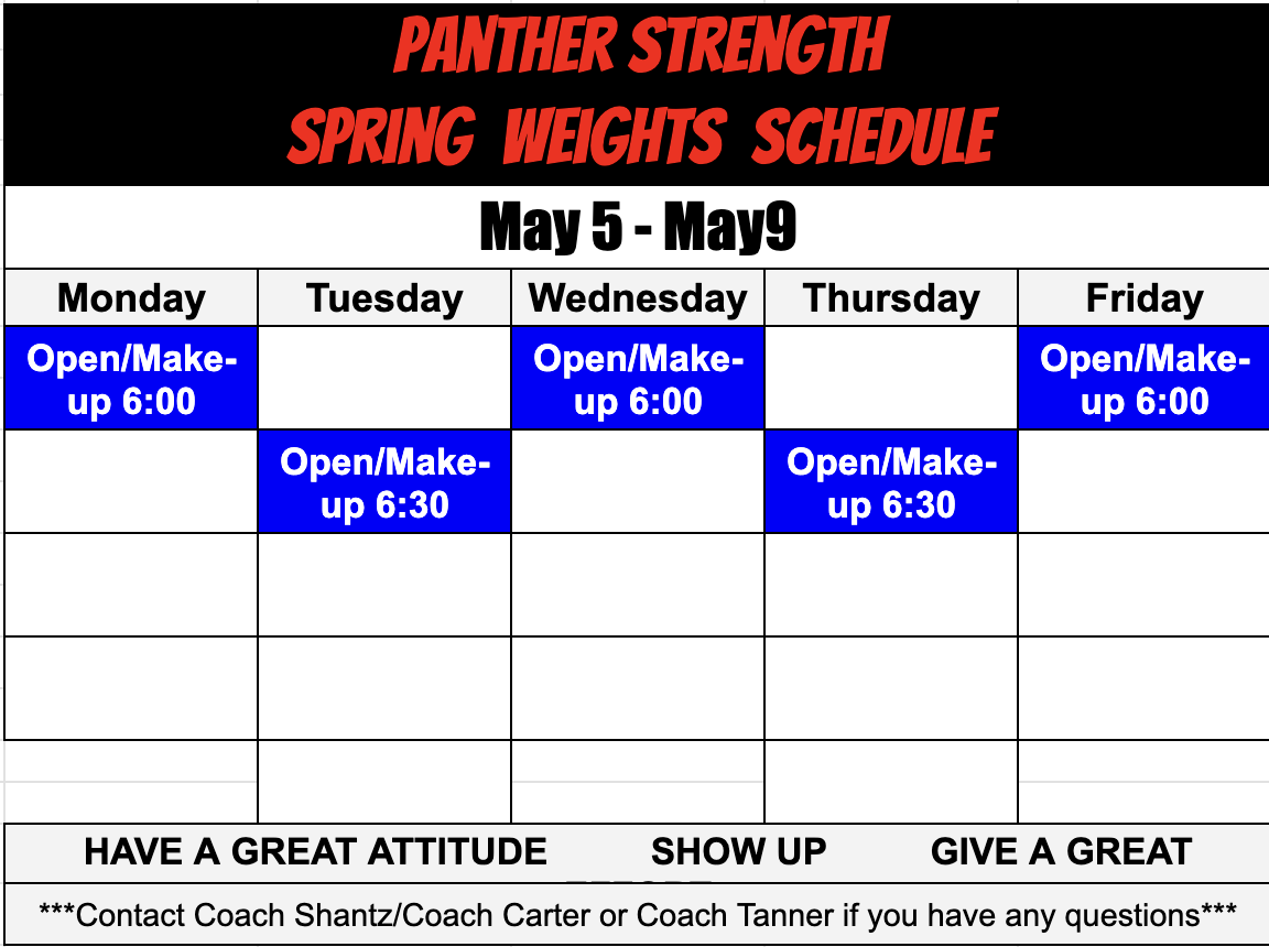 Here is this weeks sched: