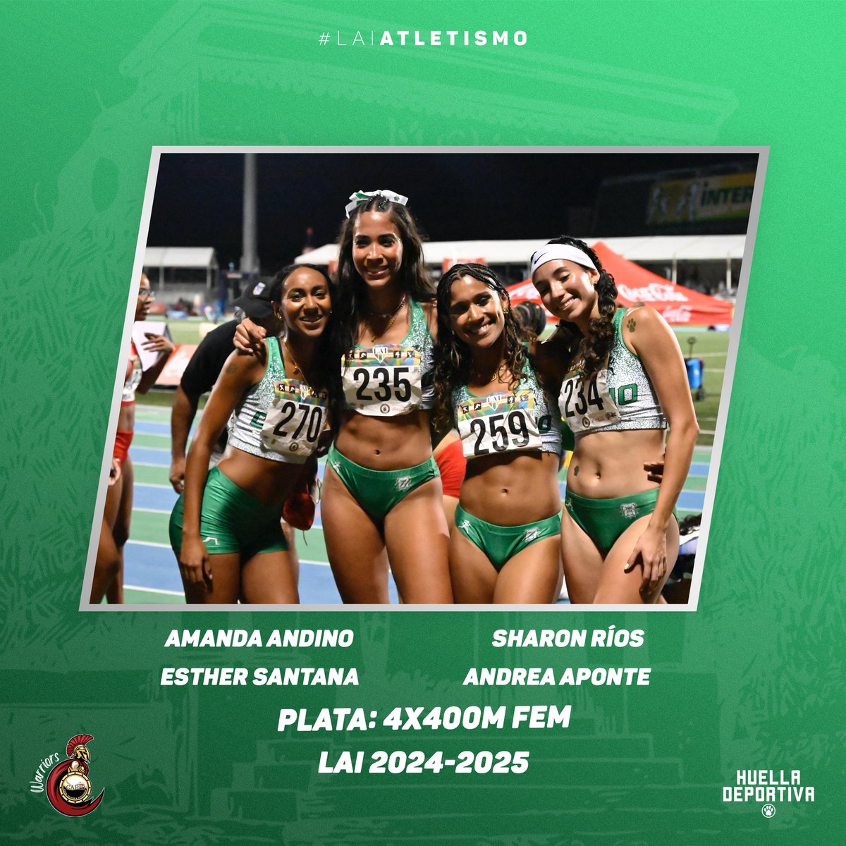 ¡PODEROSAS! 💪🔥

Las Juanas de la <a href="/uprm/">RUM/UPRM</a> se adueñaron del segundo lugar 🥈en la última carrera de la noche del #LAIAtletismo🏃‍♂️. 

¡Sangre verde! 💚
#justas2025 #dejatuhuellarum