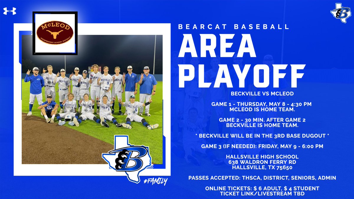 ⚾️ Area Playoff Information ⚾️
