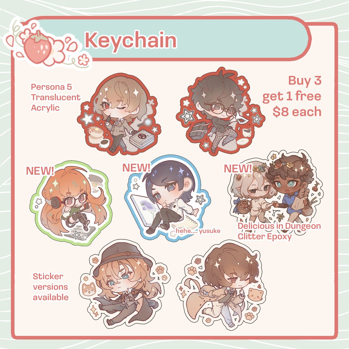 I'M GOING TO DOUJIMA! 
D21 - jaayes_

Delicious in Dungeon 
Genshin Impact
Honkai Star Rail
Persona 5

With 1-2 works in Bungou Stray Dogs, Danganronpa and Zenless Zone Zero