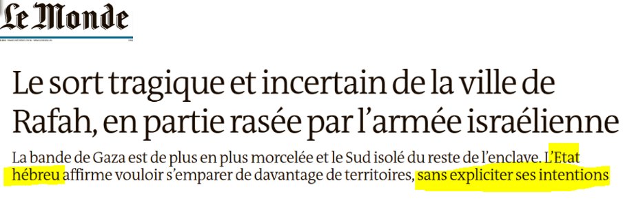 "Le Monde" ne sait plus quoi inventer pour accabler Israël. Ce week-end, il reproche à Tsahal de ne pas dévoiler "ses intentions" dans sa lutte contre le Hamas. 
C'est bien connu qu'à la guerre, il est de bon goût d'envoyer un faire-part à ses ennemis pour leur annoncer le