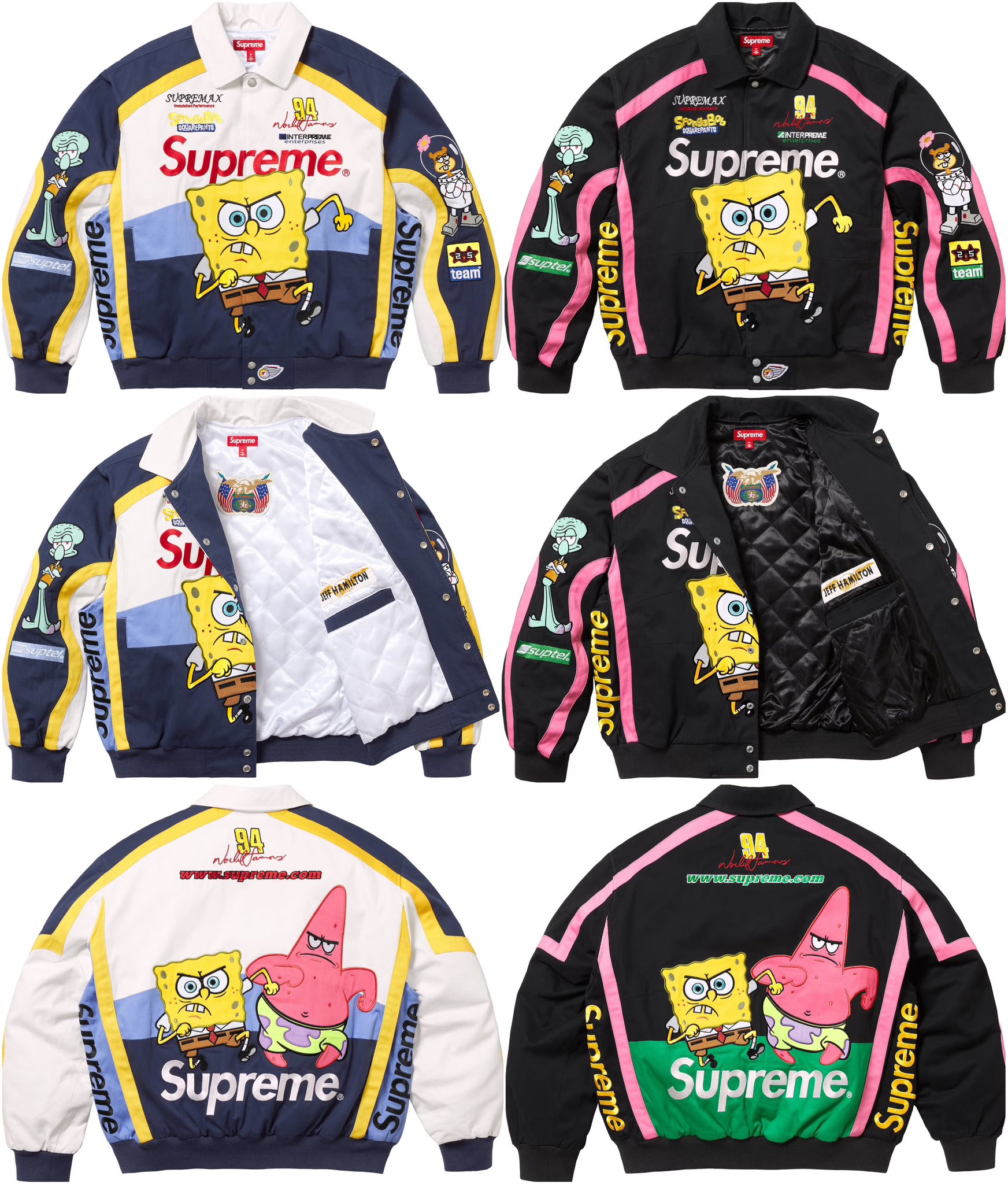 Supreme SpongeBob SquarePants Jeff Hamilton Racing Jacket