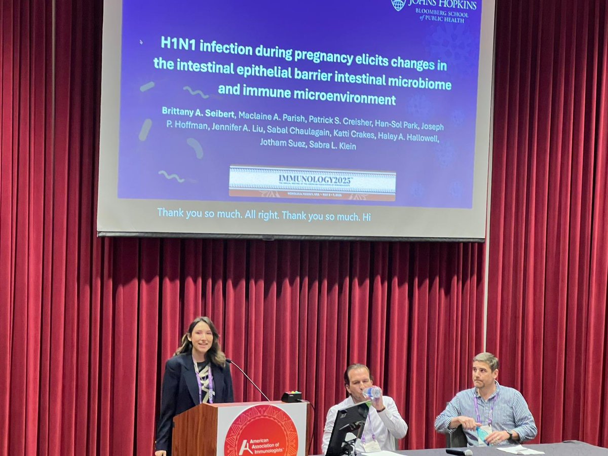 Sabra Klein Lab (@kleinlab) on Twitter photo The Klein Lab is at <a href="/ImmunologyAAI/">The American Association of Immunologists (AAI)</a> #AAI2025. Post-doc Brittany Seibert gave a great talk on the impact of H1N1 infection on the maternal microbiome. Be sure to come find us for other Klein lab presentations throughout the week! The Klein Lab is at <a href="/ImmunologyAAI/">The American Association of Immunologists (AAI)</a> #AAI2025. Post-doc Brittany Seibert gave a great talk on the impact of H1N1 infection on the maternal microbiome. Be sure to come find us for other Klein lab presentations throughout the week!