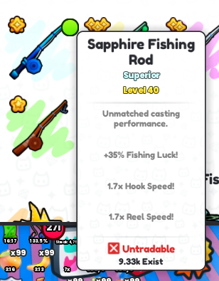 Opened 15 chests, got this. Sapphire Fishing Rod. 
#PetSimulator99 #petsim99