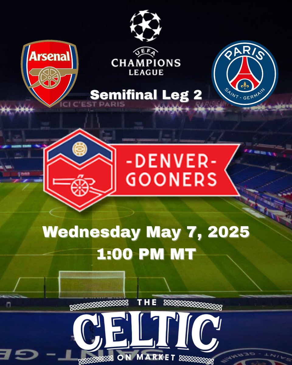 Denver Gooners (@denvergooners) on Twitter photo It's halftime, down only 1 goal, with everything on the line.
Wednesday at the Celtic 🍺
#milehighbury #milehighcity #COYG <a href="/arsenalamerica/">Arsenal America</a> <a href="/PSG_English/">Paris Saint-Germain</a> #UCL #UpTheGunners <a href="/Arsenal/">Arsenal</a> It's halftime, down only 1 goal, with everything on the line.
Wednesday at the Celtic 🍺
#milehighbury #milehighcity #COYG <a href="/arsenalamerica/">Arsenal America</a> <a href="/PSG_English/">Paris Saint-Germain</a> #UCL #UpTheGunners <a href="/Arsenal/">Arsenal</a>