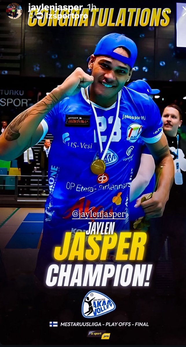 FINNISH CHAMPIONS!!!Congrats Jaylen!! 🏐 💪🏾
