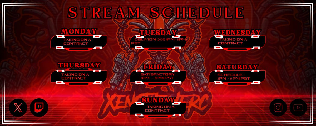 This week stream schedule.