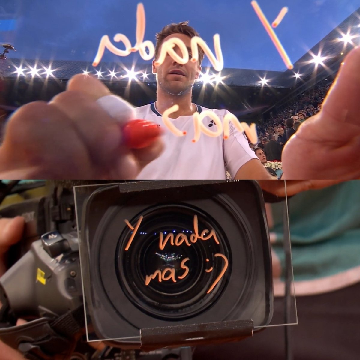 TheTennisLetter's tweet photo. Casper Ruud signs the camera after winning Madrid Open

"And nothing more." ❤ https://t.co/gWNqwSKRq5