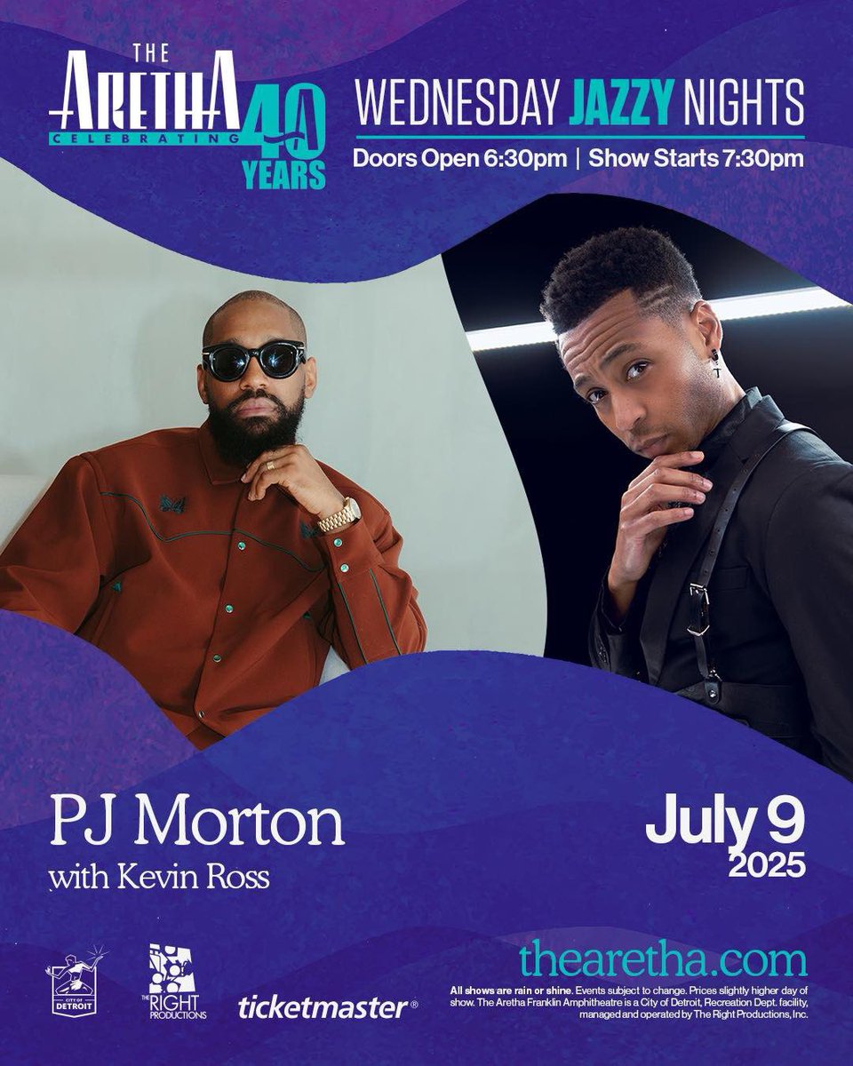 PJMORTON's tweet photo. DETROIT!! What up doe? I’m back at @TheArethaLive on Wednesday, July 9th! 🎹🎤 

Tickets here: https://t.co/drY9noWsnH https://t.co/ECSffUZd6I