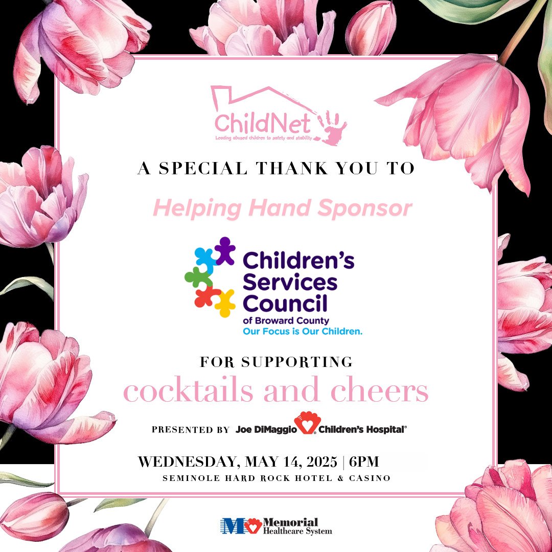 ChildNet (@childnetfl) on Twitter photo Thank you to <a href="/CSCBroward/">CSC Broward</a> for becoming a Helping Hand Sponsor of our Cocktails and Cheers event, taking place on May 14th at <a href="/HardRockHolly/">Seminole Hard Rock Hollywood</a>.
Get your tickets now at e.givesmart.com/events/Gjn/. For sponsorship opportunities, please contact Noelle at noelle.brillembourg@childnet.us. Thank you to <a href="/CSCBroward/">CSC Broward</a> for becoming a Helping Hand Sponsor of our Cocktails and Cheers event, taking place on May 14th at <a href="/HardRockHolly/">Seminole Hard Rock Hollywood</a>.
Get your tickets now at e.givesmart.com/events/Gjn/. For sponsorship opportunities, please contact Noelle at noelle.brillembourg@childnet.us.