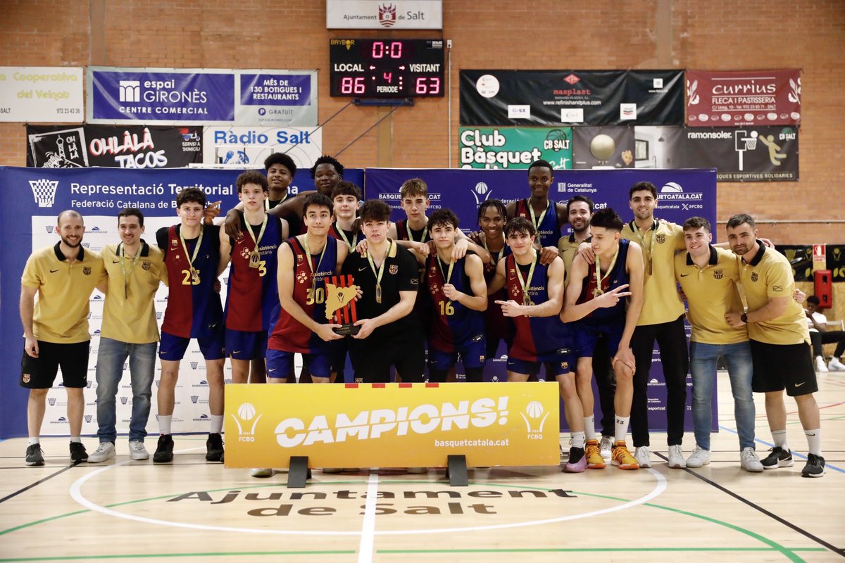 FCBbasket's tweet image. 🔵🔴 L’equip Cadet revalida el Campionat de Catalunya després d’imposar-se al Joventut de Badalona en la final (86-63)
 
✅ El conjunt blaugrana va superar el CB Hospitalet a la semifinal i el proper repte de l’equip serà el Campionat d’Espanya 

✅És el segon títol del cap de…