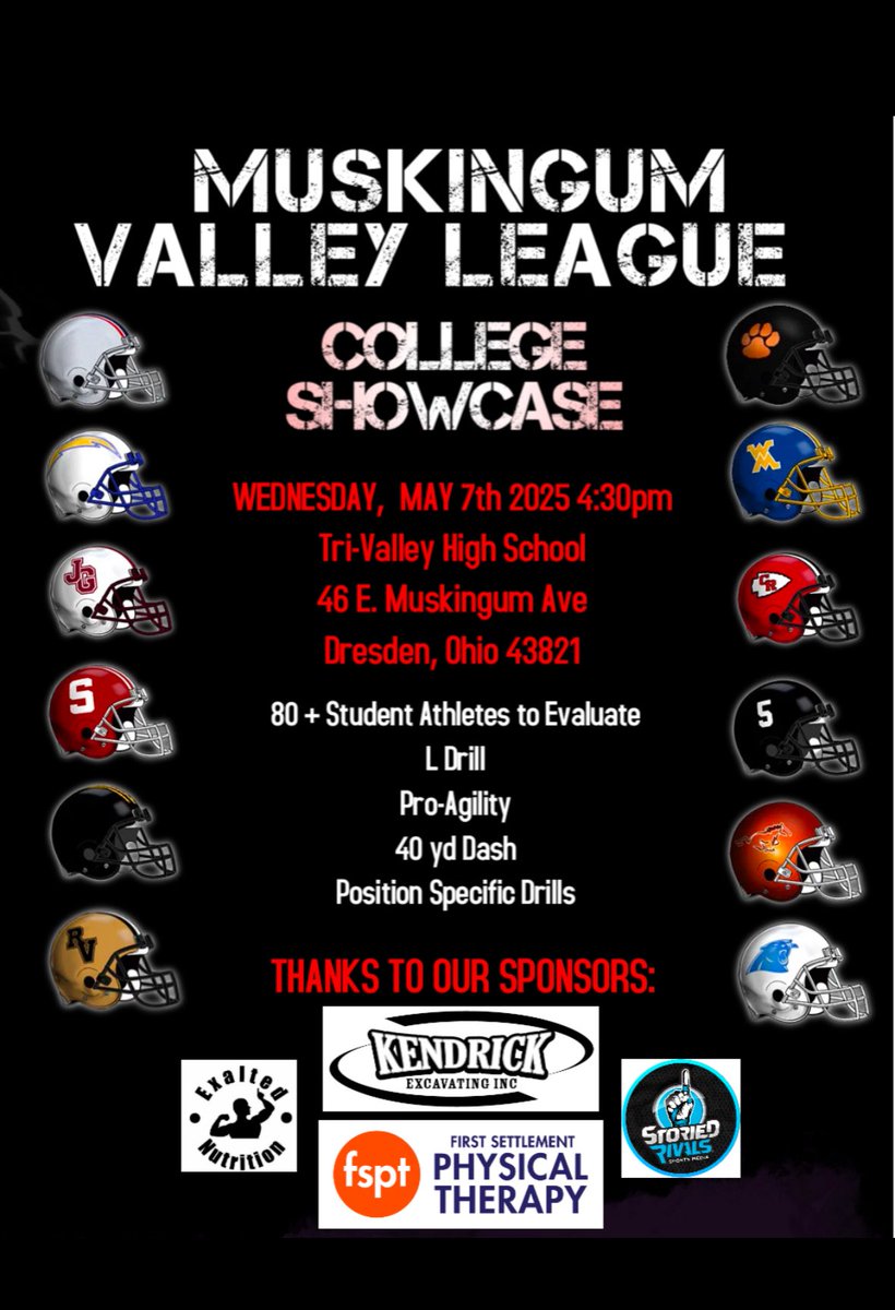 Tri-Valley Football (@tvscottiesfb) on Twitter photo 🚨3 days away! Be in Dresden on Wednesday, May 7th to check out our league! All college coaches welcome! <a href="/MountUnionFB/">Mount Union Football</a> <a href="/MSJ_FB/">Mount St. Joseph Football</a> <a href="/WittFootball/">Wittenberg Football</a> <a href="/Marietta_FB/">Marietta College Football</a> <a href="/OhioNorthernFB/">Ohio Northern Football</a> <a href="/DubC_Football/">Wilmington Football</a> <a href="/CapitalU_FB/">Capital University Football</a> <a href="/BWFootball_/">Baldwin Wallace Football</a> <a href="/Ott_Football/">Otterbein University Football</a> <a href="/WalshUFootball/">Walsh Football</a> <a href="/AshlandFB/">Ashland Football</a> <a href="/OhioDominicanFB/">Ohio Dominican Football</a> 🚨3 days away! Be in Dresden on Wednesday, May 7th to check out our league! All college coaches welcome! <a href="/MountUnionFB/">Mount Union Football</a> <a href="/MSJ_FB/">Mount St. Joseph Football</a> <a href="/WittFootball/">Wittenberg Football</a> <a href="/Marietta_FB/">Marietta College Football</a> <a href="/OhioNorthernFB/">Ohio Northern Football</a> <a href="/DubC_Football/">Wilmington Football</a> <a href="/CapitalU_FB/">Capital University Football</a> <a href="/BWFootball_/">Baldwin Wallace Football</a> <a href="/Ott_Football/">Otterbein University Football</a> <a href="/WalshUFootball/">Walsh Football</a> <a href="/AshlandFB/">Ashland Football</a> <a href="/OhioDominicanFB/">Ohio Dominican Football</a>
