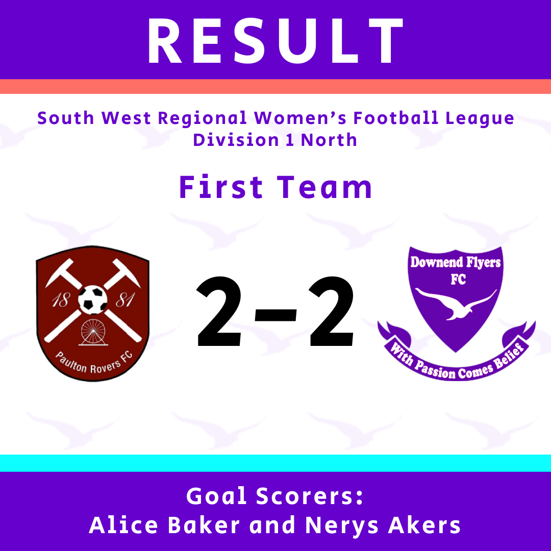 Downend Flyers FC (@downendflyersfc) on Twitter photo RESULT
Downend Flyers come from 2-0 down to get a point away at Paulton Rovers in their final game of the season. Goals came from Nerys Akers and captain Alice Baker, sponsored by <a href="/ABSportscoach/">ABSportscoaching</a>.
#uptheflyers #purplepower #league #result #finalgame #onebigclub #womensfootball RESULT
Downend Flyers come from 2-0 down to get a point away at Paulton Rovers in their final game of the season. Goals came from Nerys Akers and captain Alice Baker, sponsored by <a href="/ABSportscoach/">ABSportscoaching</a>.
#uptheflyers #purplepower #league #result #finalgame #onebigclub #womensfootball