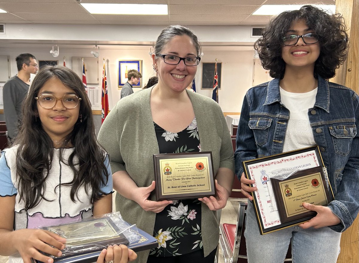 We are super proud to share that today two of our amazing students were recognized by the Canadian Legion for their 1st place finishes in several categories (poetry, artwork, essay writing).Thank you to Ms Quigley &amp; the Legion for giving our students opportunities to shine!