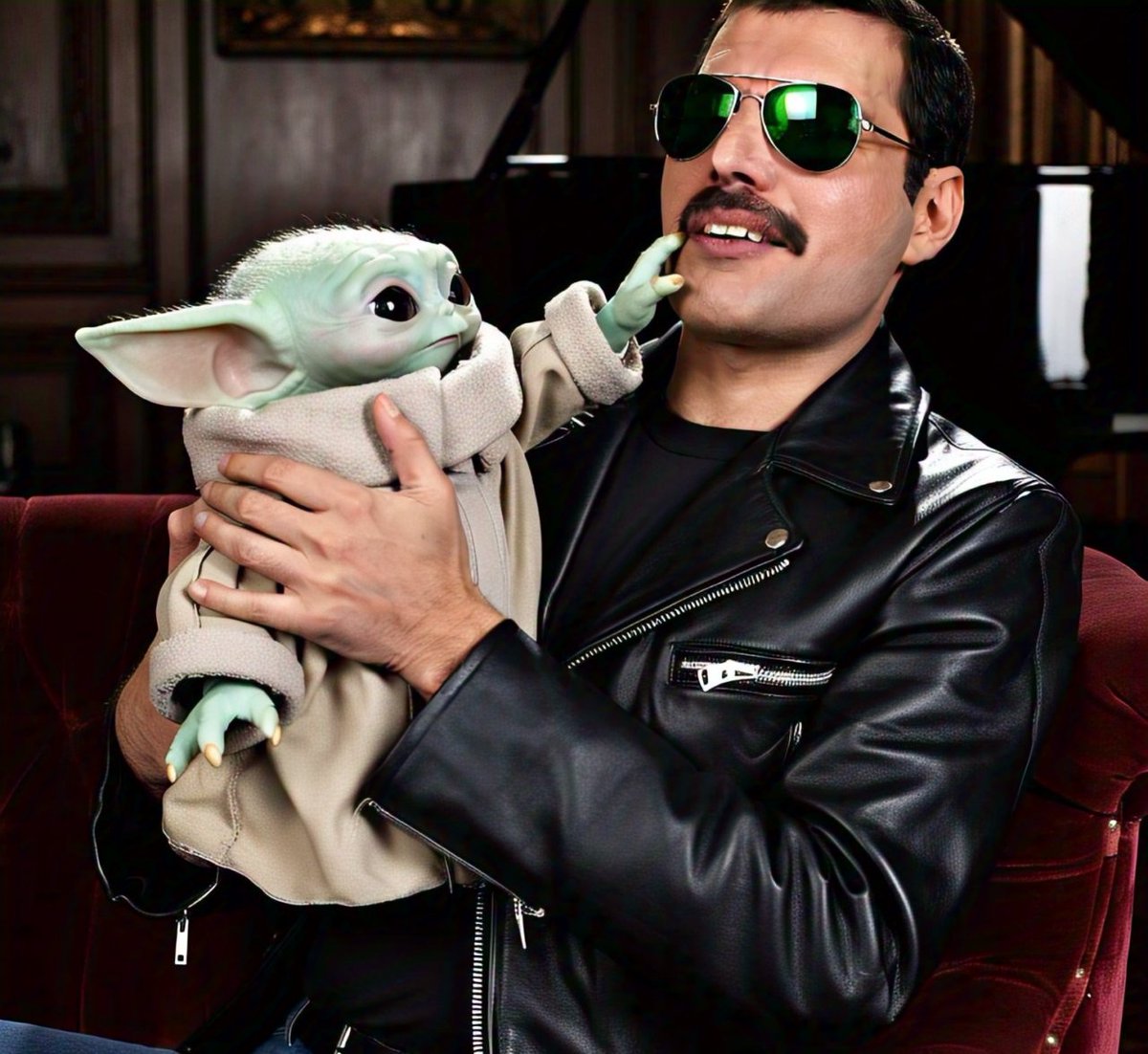 PatlovesFreddie's tweet image. Freddie and adorable baby Yoda 
#StarWarsDay  #MayTheFourthBeWithYou