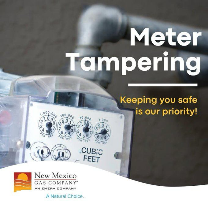 nmgasco's tweet photo. 🚧 Meter Safety: Only authorized NMGC personnel and first responders are allowed to work on our meters. Tampering or unauthorized handling, including turning off the service, can be dangerous and may lead to penalties. https://t.co/Tr9VL9iKEQ https://t.co/PDGTQFkJ6x