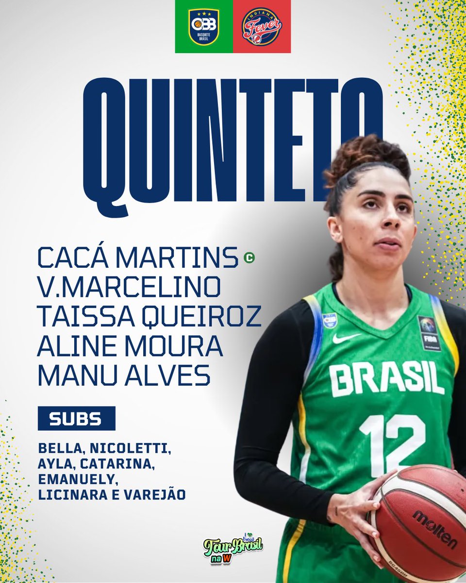 Basquete Brasil - CBB (@basquetebrasil) on Twitter photo ๐ค๐จ๐๐ก๐ง๐๐ง๐ข do Brasil ๐ง๐ท definido para o duelo contra o Indiana Fever.
๐ง๐ท ๐๐ฎ๐ฟ๐ถ๐ป๐ฎ ๐ ๐ฎ๐ฟ๐๐ถ๐ป๐
๐ง๐ท ๐ฉ๐ถ๐๐ผ๐ฟ๐ถ๐ฎ ๐ ๐ฎ๐ฟ๐ฐ๐ฒ๐น๐ถ๐ป๐ผ
๐ง๐ท ๐ง๐ฎ๐ถ๐๐๐ฎ ๐ค๐๐ฒ๐ถ๐ฟ๐ผ๐
๐ง๐ท ๐๐น๐ถ๐ป๐ฒ ๐ ๐ผ๐๐ฟ๐ฎ
๐ง๐ท ๐ ๐ฎ๐ป๐ ๐๐น๐๐ฒ๐
๐บ โข ESPN | NBA Brasil (YouTube) ๐ค๐จ๐๐ก๐ง๐๐ง๐ข do Brasil ๐ง๐ท definido para o duelo contra o Indiana Fever.
๐ง๐ท ๐๐ฎ๐ฟ๐ถ๐ป๐ฎ ๐ ๐ฎ๐ฟ๐๐ถ๐ป๐
๐ง๐ท ๐ฉ๐ถ๐๐ผ๐ฟ๐ถ๐ฎ ๐ ๐ฎ๐ฟ๐ฐ๐ฒ๐น๐ถ๐ป๐ผ
๐ง๐ท ๐ง๐ฎ๐ถ๐๐๐ฎ ๐ค๐๐ฒ๐ถ๐ฟ๐ผ๐
๐ง๐ท ๐๐น๐ถ๐ป๐ฒ ๐ ๐ผ๐๐ฟ๐ฎ
๐ง๐ท ๐ ๐ฎ๐ป๐ ๐๐น๐๐ฒ๐
๐บ โข ESPN | NBA Brasil (YouTube)