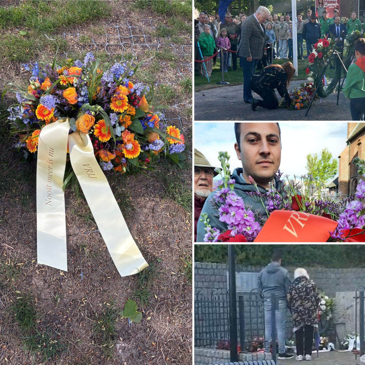 Vandaag herdenken wij hen die gevallen zijn voor onze vrijheid. Morgen vieren wij de vrijheid.

Vanavond heeft Vrij! een bloemstuk gelegd op het Westerhoutplein en in Wijk aan Zee. 

Mooie, indrukwekkende herdenkingen 80 jaar na de bevrijding.🇳🇱 #beverwijk #wijkaanzee
