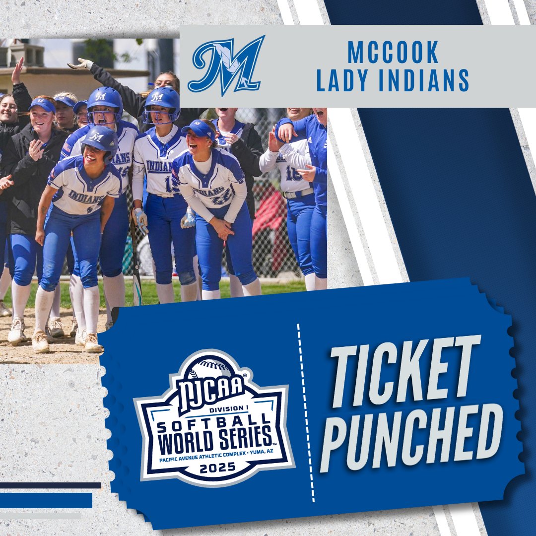 The first 🎟️ has been 👊

McCook wins the Northwest Plains district and will advance to the 2025 #NJCAASoftball DI World Series in Yuma, Arizona!

njcaa.org/sports/sball/2…