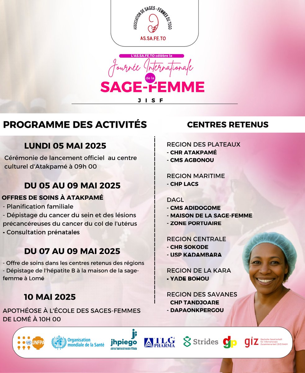 Voici pour vous le programme des activités 

#5mai #sagefemme #jisf #aempotogo #aempolome
