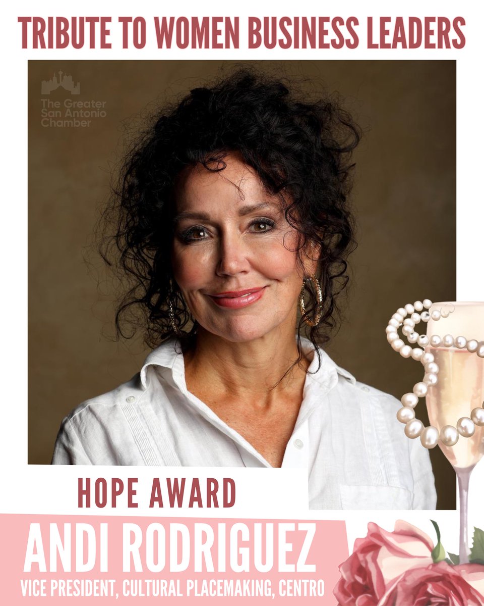 Join us in congratulating Andi Rodriguez, Vice President of Cultural Placemaking for Centro San Antonio (<a href="/centrosa/">Centro San Antonio</a>), who is being honored at the Mary Rose Brown Tribute to Women Business Leaders on May 15!

Andi is being recognized with the Hope Award for her 25 years of impact